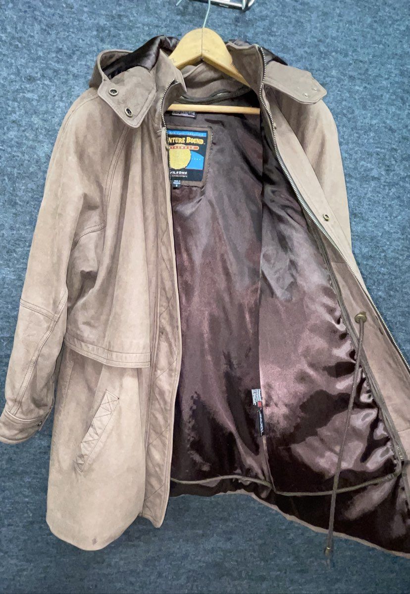 Vintage 90s Wilsons Adventure Bound Suede Leather Parka Thinsulate Sz S