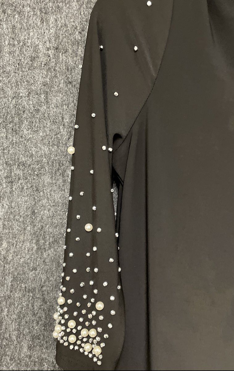 Nicole Miller Women's Black Pearl Rhinestone Knit Sheath Dress NWT Sz S