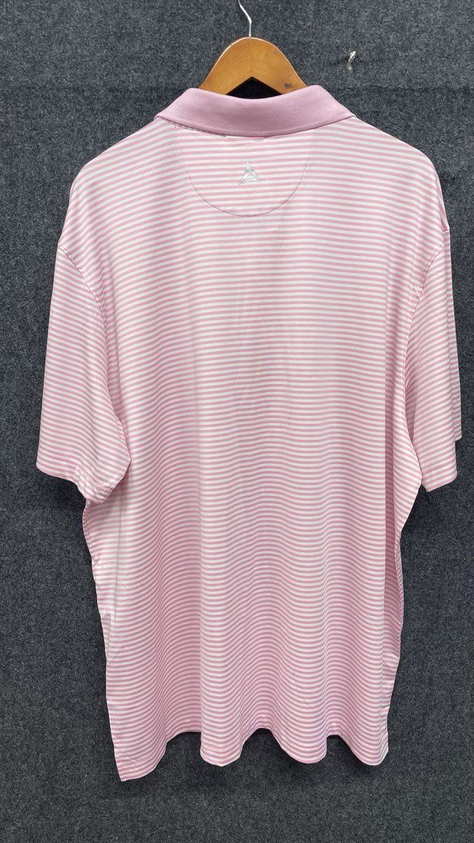 Bermuda Sands Men's Pink Striped XP Short Sleeve Golf Polo Shirt Sz 2XL