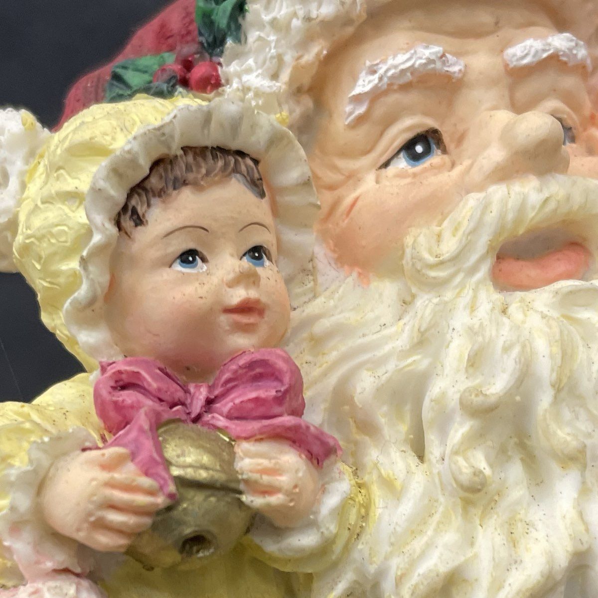 Vintage Musical Santa Claus Resin Figurine Plays "Santa Claus is Coming to Town"