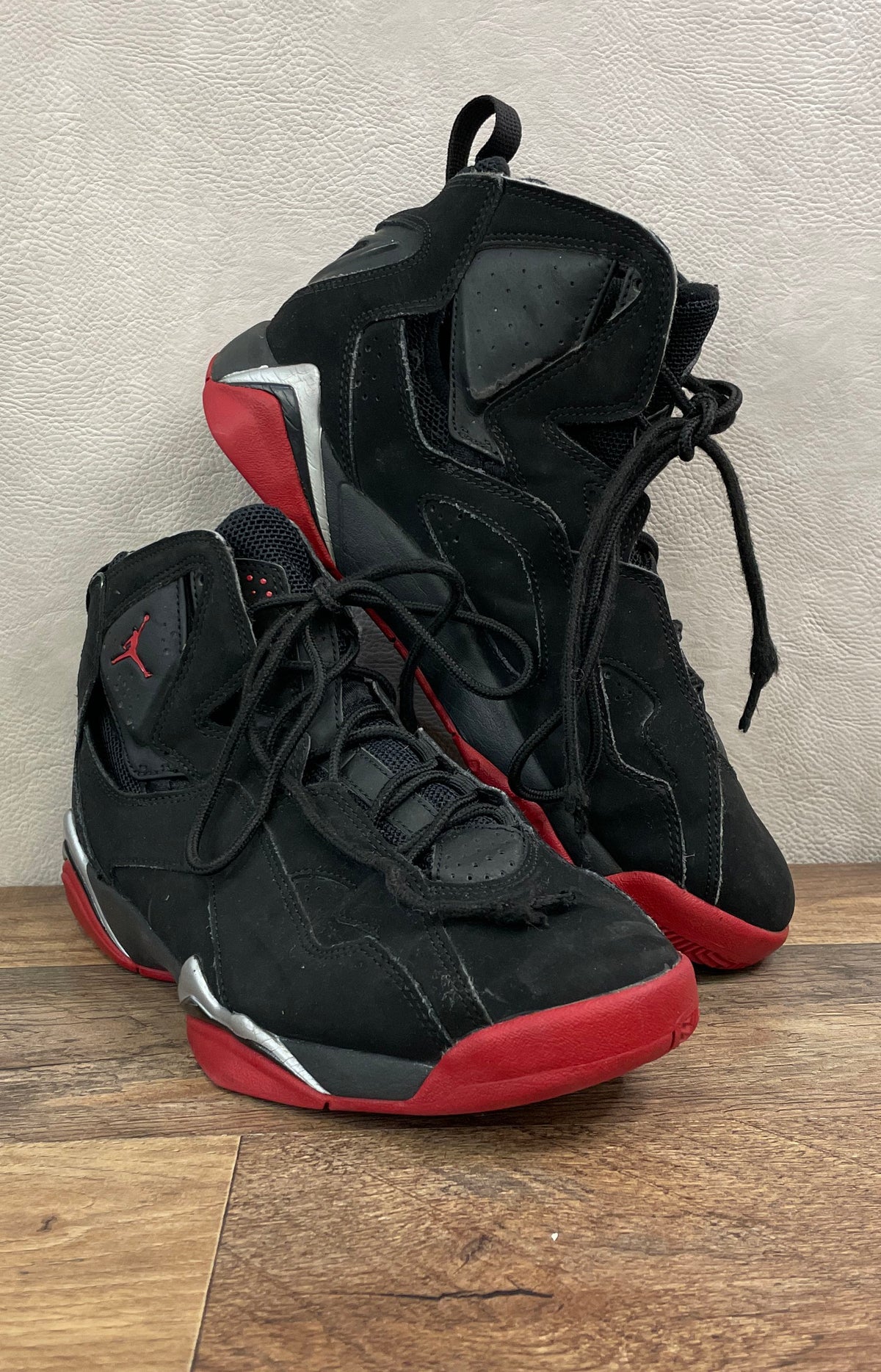 Nike Air Jordan True Flight Black Gym Red Metallic Silver Sneakers Size 8