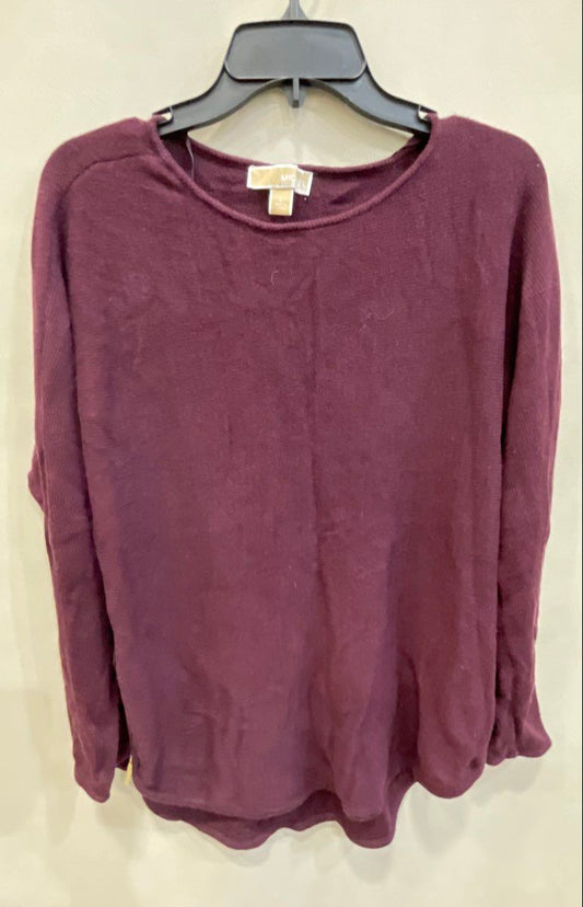 Michael Kors Women's Maroon Knit Long Sleeve Side Zip Top Sweater Sz L