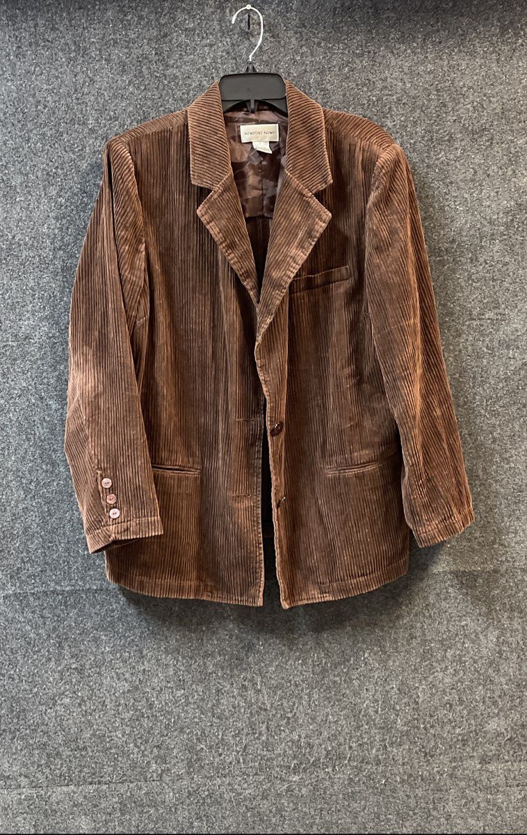 Newport News Women's Brown Corduroy Blazer Jacket Cotton Wide Wale Size 16W