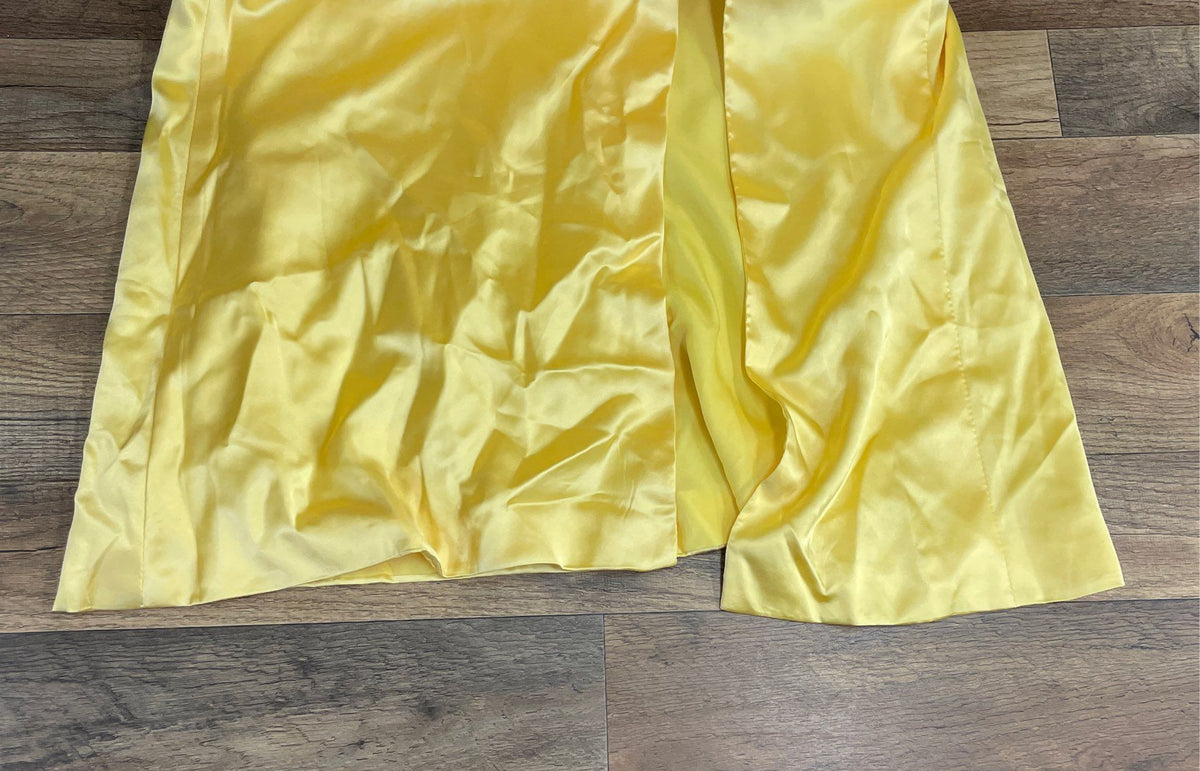 Missacc Women's Yellow Satin Halter Corset Draped Slit Maxi Dress NWT