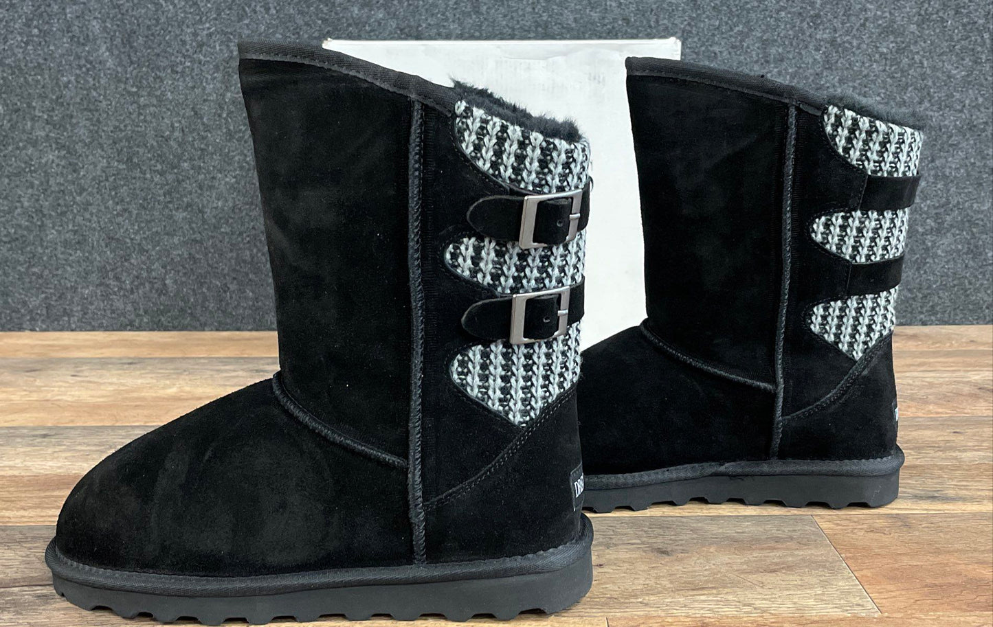 Dream Pairs Sweaty-Buckle Black Knit Back Winter Boots Women's Size 9