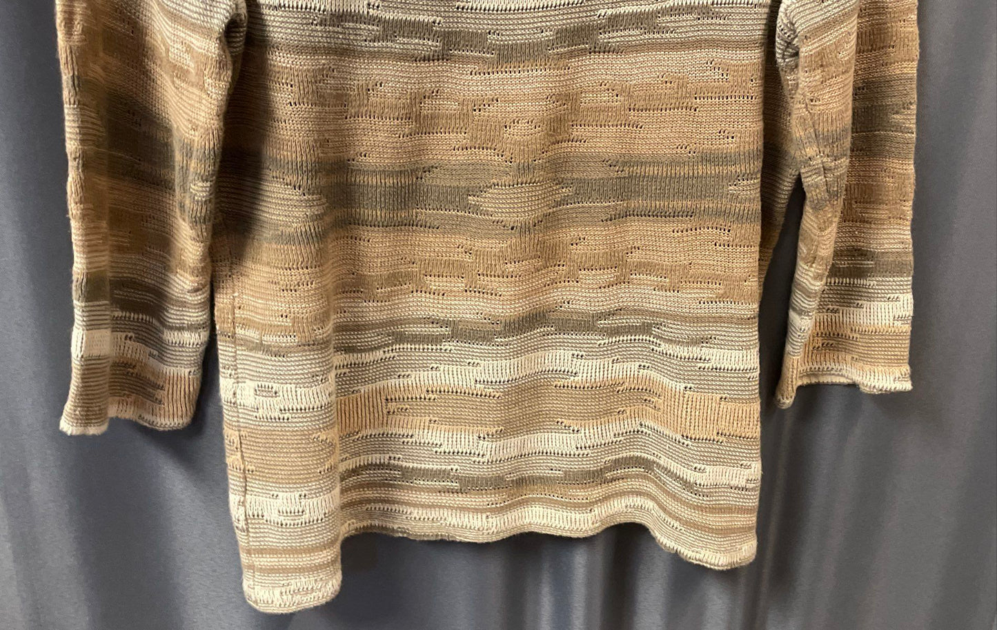 Lauren Jeans Co Ralph Lauren Women's Beige Striped Cotton Linen Knit Top Sz S