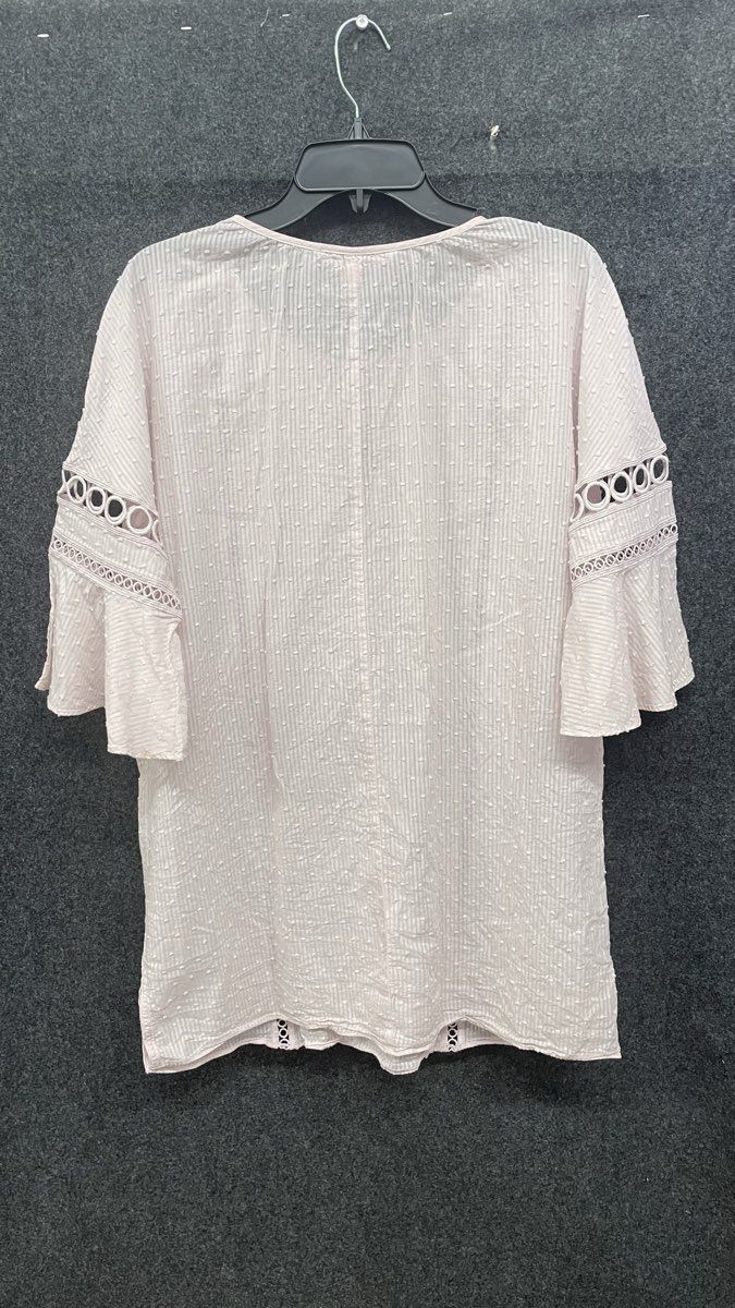Victoria's Secret Women's Pink Boho Tunic Blouse Lace Trim Swiss Dot Sz M
