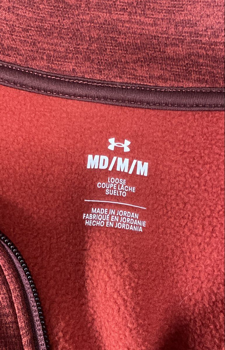Under Armour Men's Armour Fleece 1/4 Zip Pullover Heathered Red Size M Loose