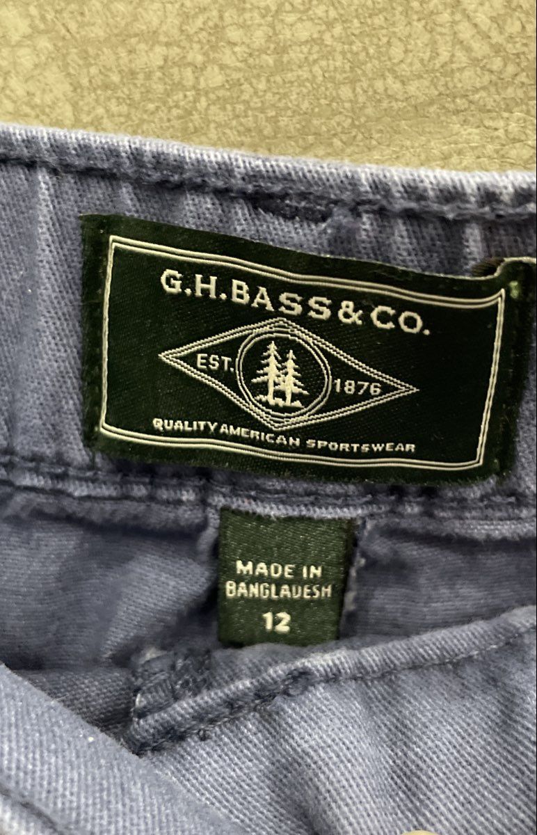 G.H. Bass & Co. Women's Blue Cotton Blend Straight Leg Chino Pants Size 12