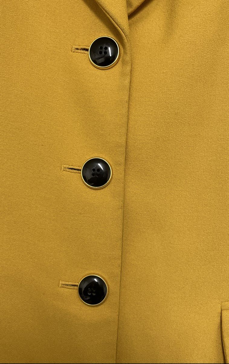 Vintage 90s Le Suit Women's Yellow 3-Button Longline Blazer Jacket Size 12