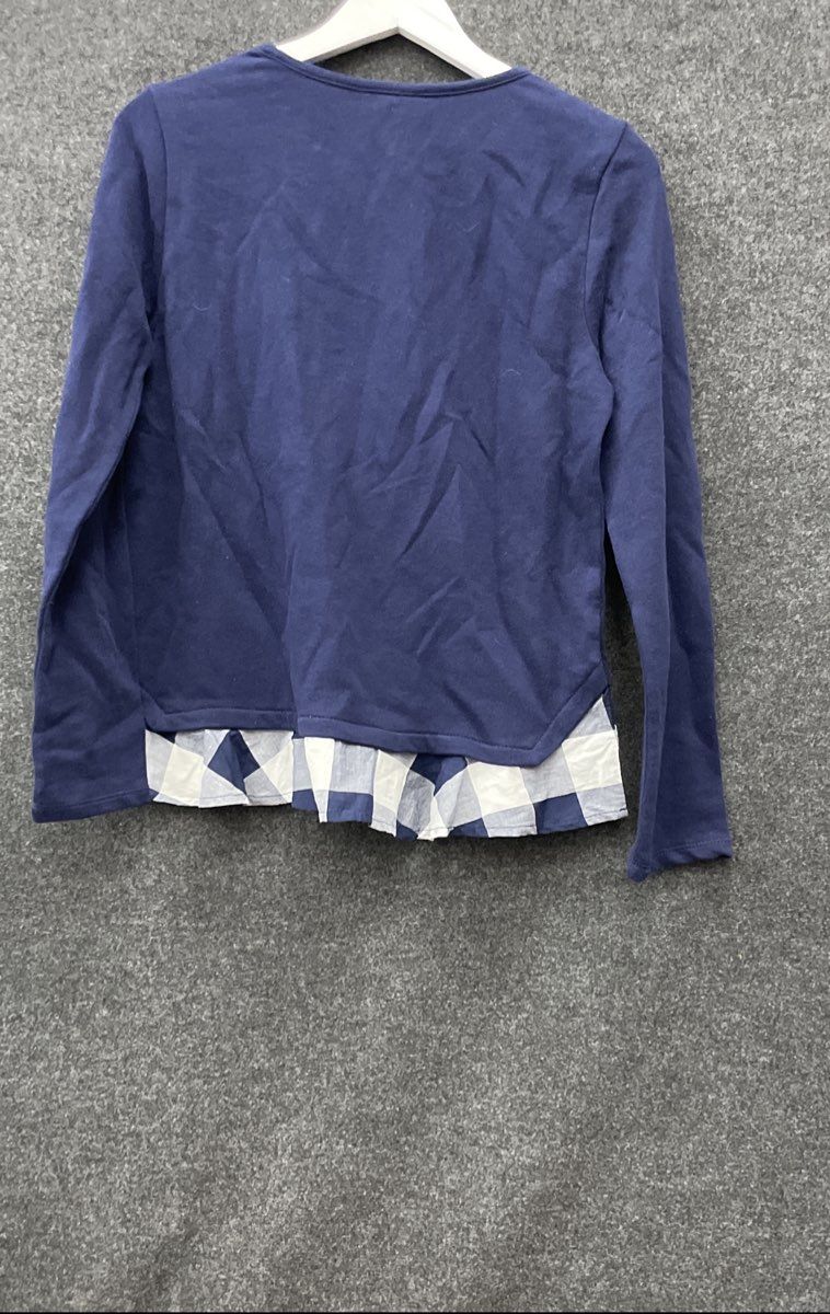 Crown & Ivy Women's Navy Christmas Let It Snow Gingham Hem Sweater Sz PM NWT