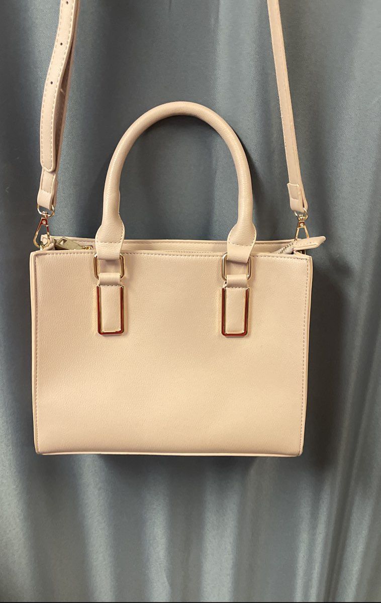 Miztique Dusty Rose Faux Leather Satchel Crossbody Bag Gold Hardware