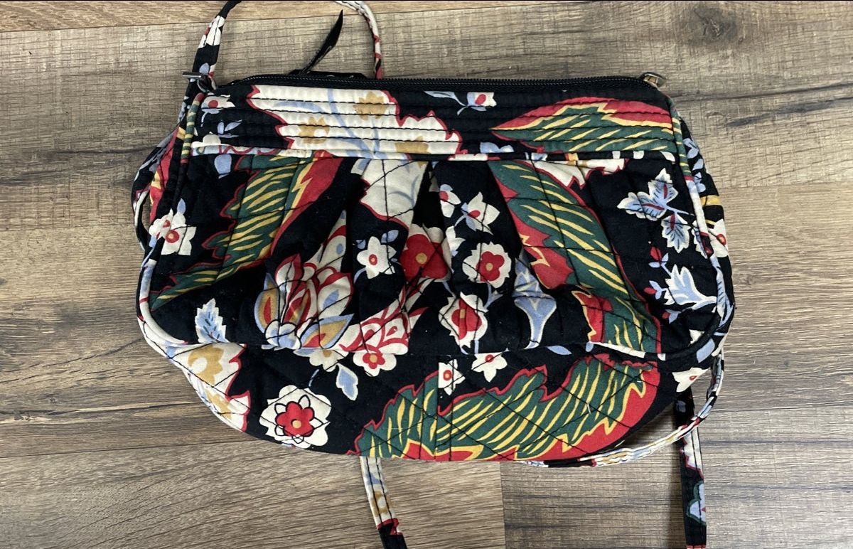Vera Bradley Black Multicolor Floral Paisley Quilted Crossbody Bag Purse