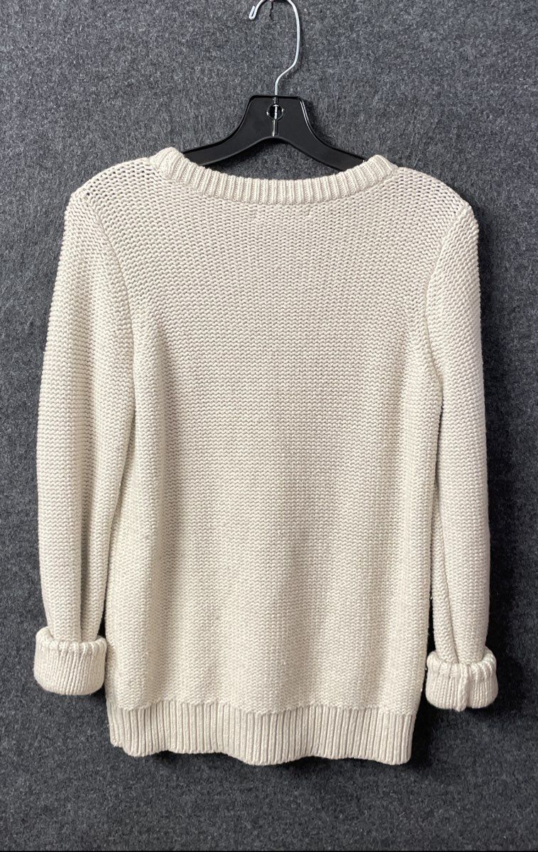 Banana Republic Women's Off-White Cable Knit Crewneck Pullover Sweater Sz S