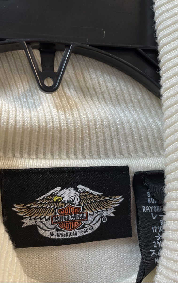 Harley-Davidson Women's Turtleneck Sweater White Red Side Stripe Logo Sz M