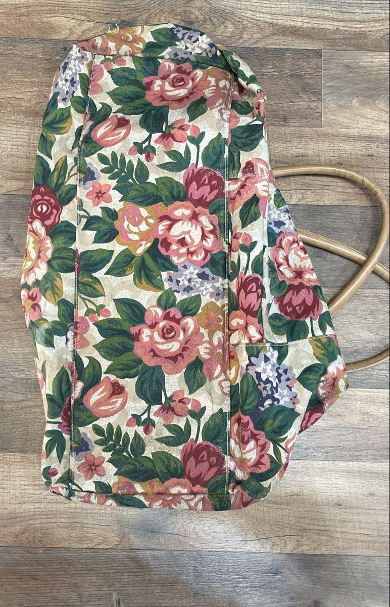 Vintage Carpetbags of America Floral Canvas Overnight Weekender Bag Large
