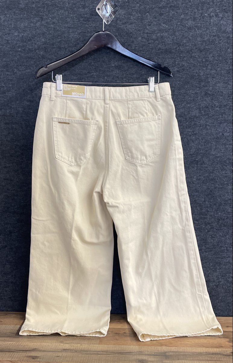 Michael Kors Women's Selma Crop Wide Leg Jeans Bone High Rise NWT Size 10