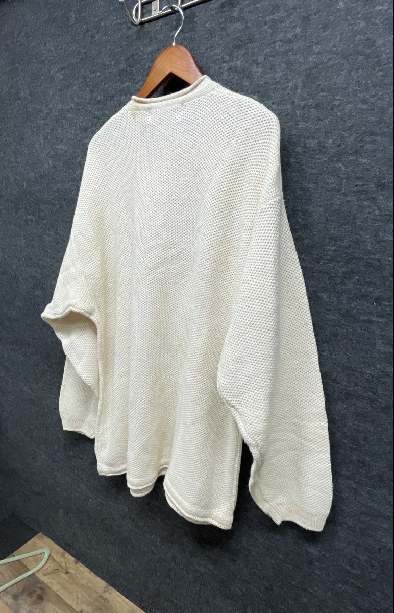 Vintage 90s Concrete Henley Waffle Knit Sweater Cream Streetwear NWT Sz L