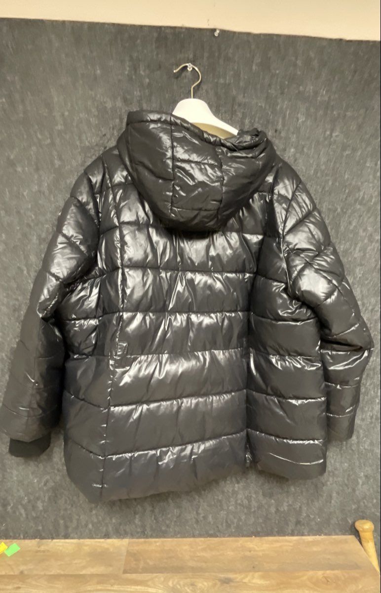 Michael Kors Women's Black Hooded Puffer Chevron Quilted Jacket Size 3X