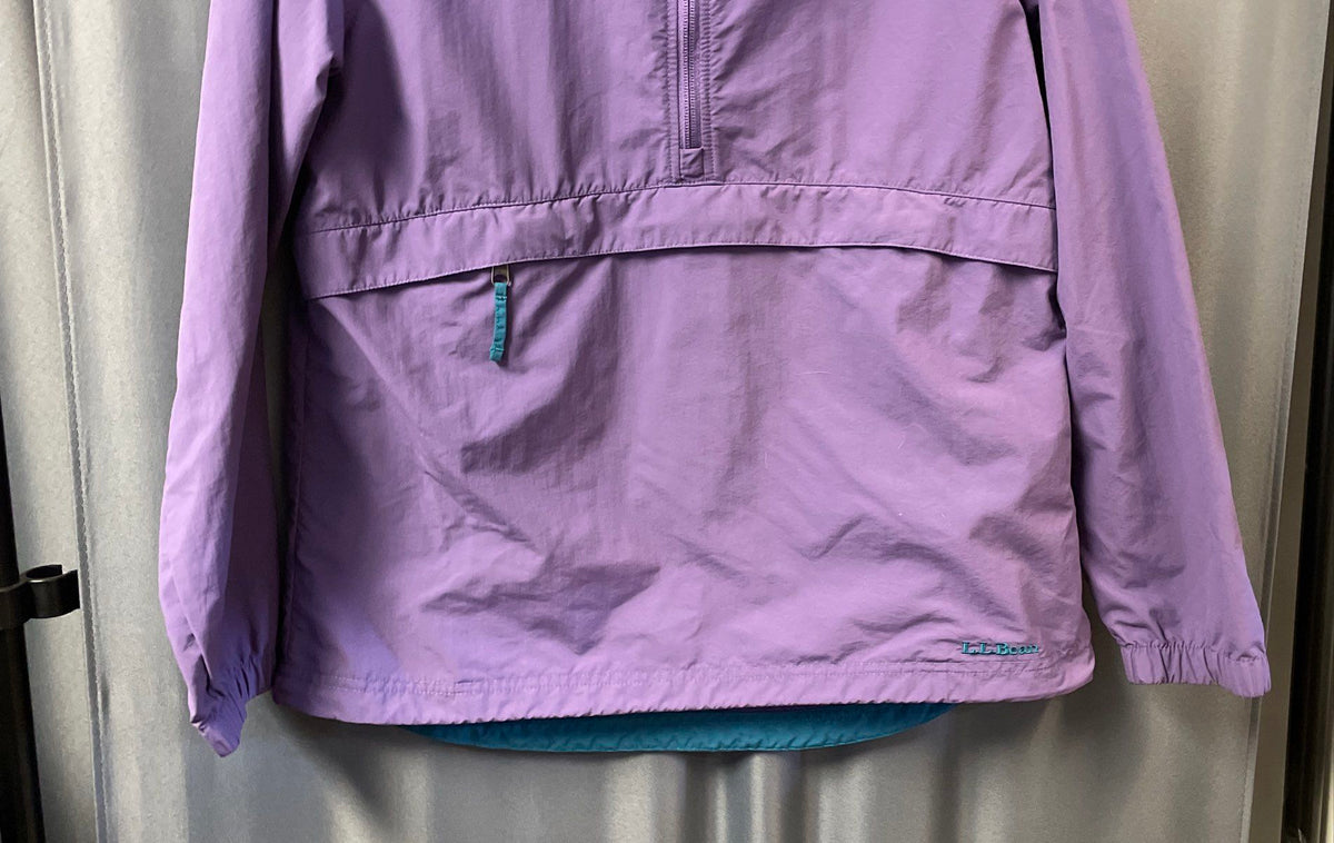 L.L. Bean Women's Purple Teal Half-Zip Hooded Windbreaker Anorak Jacket Sz M