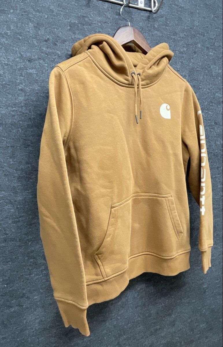 Carhartt Women's Brown Relaxed Fit Graphic Sleeve Hoodie Size M 8-10