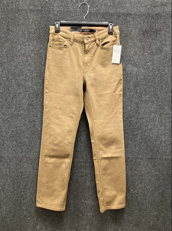 Lauren Ralph Lauren Women's Khaki High-Rise Straight Ankle Jeans Sz 4 NWT
