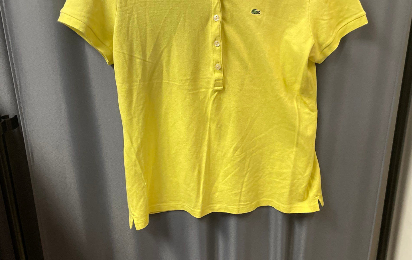 Lacoste Women's Yellow Cotton Stretch Pique Polo Shirt Sz 46