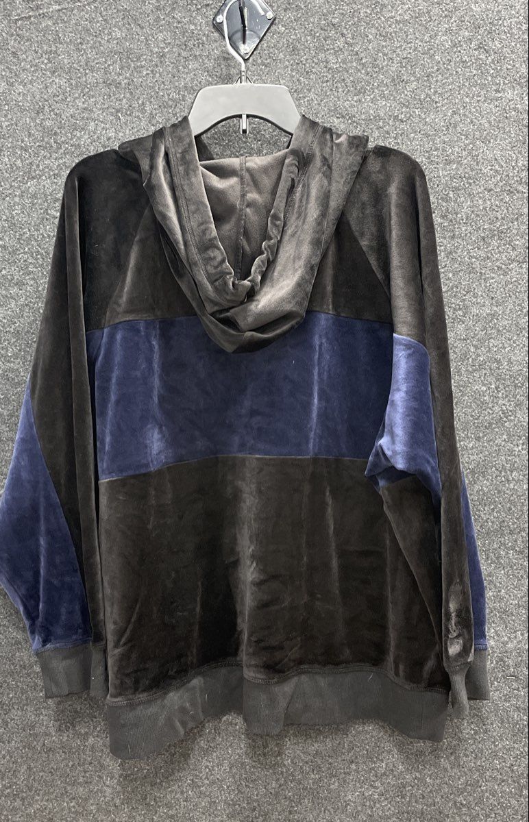 Champion Elite Men's Black Navy Velour Colorblock Pullover Hoodie Sz XXL