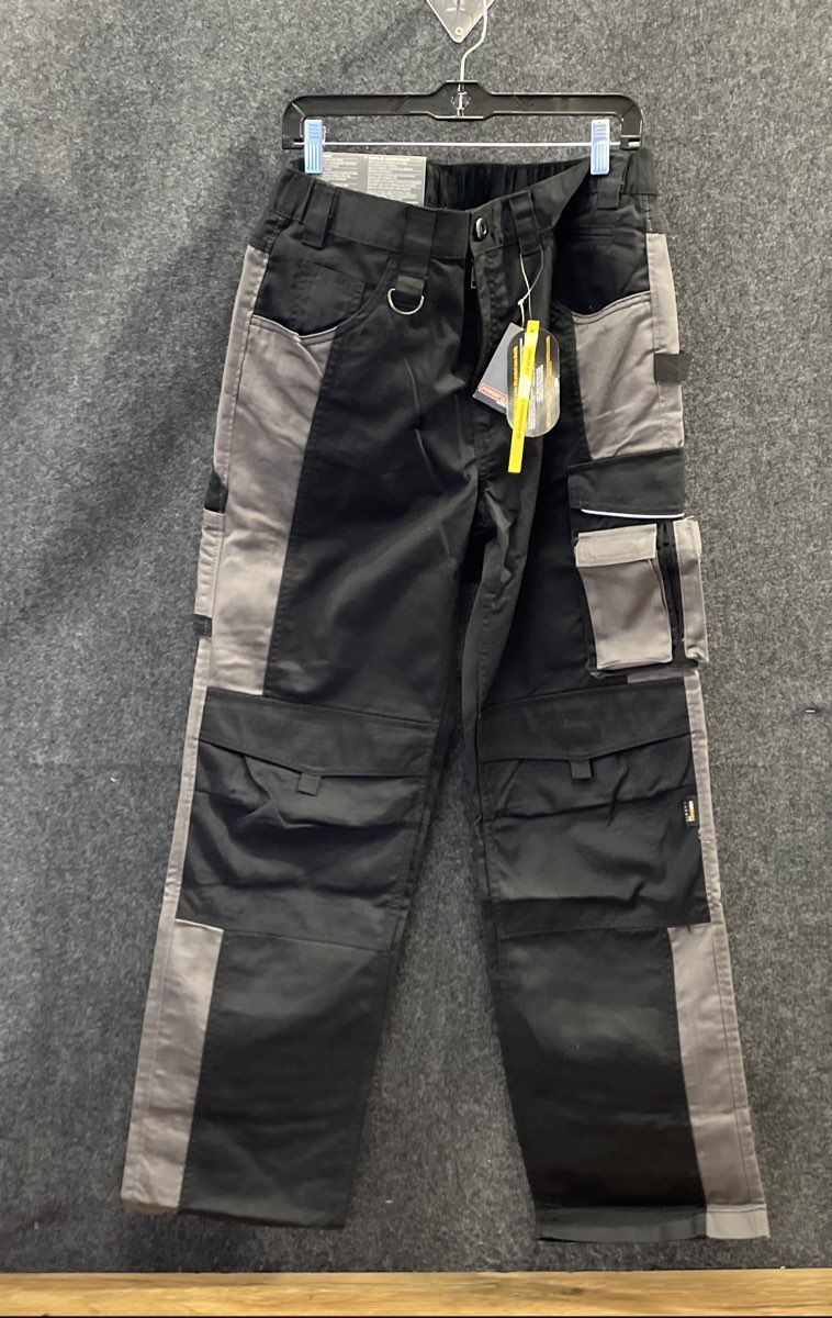 PowerFix Men's Black Multi Pocket Cargo Work Pants Cordura Twill Sz 36 NWT