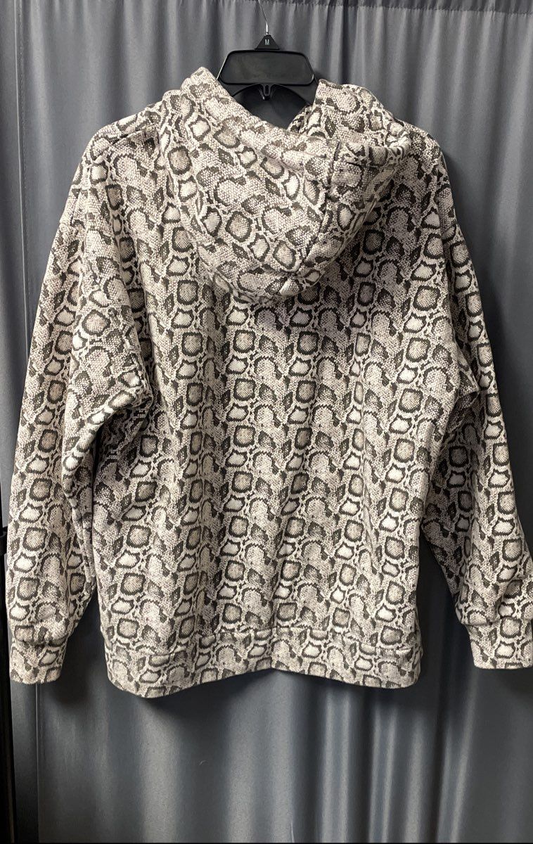 Good American Women's Grey Tan Snakeskin Print Oversized Hoodie Sweatshirt Sz XL