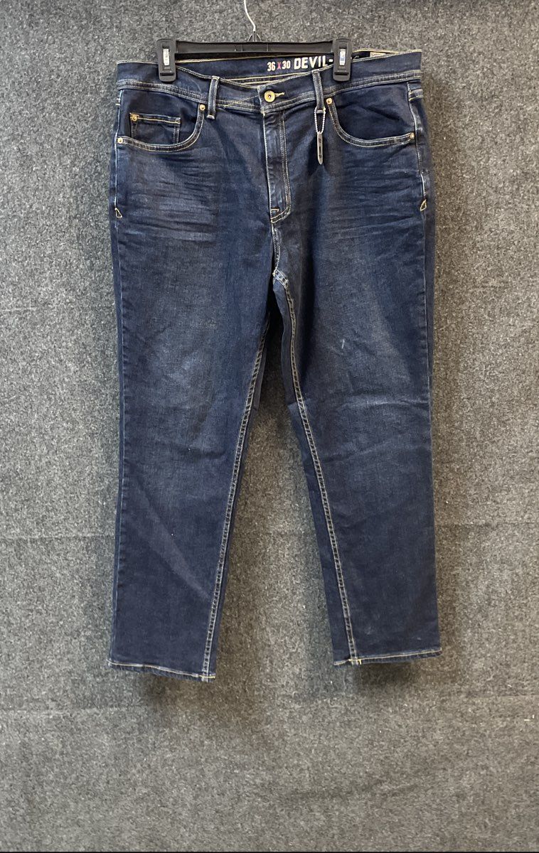 Devil-Dog Dungarees Men's Dark Wash Indigo Stretch Straight Leg Jeans Sz 36x30