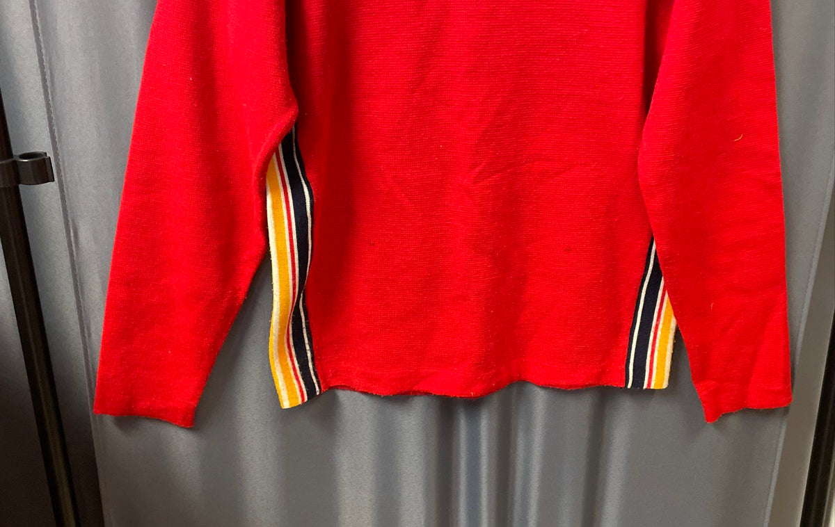 Vintage 70s Bryson Ltd Men's Red Striped Crewneck Acrylic Sweater Sz M