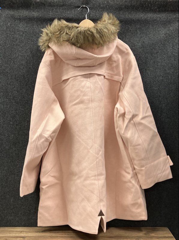 Woman Within Women's Pink Faux Fur Trim Hooded Parka Jacket Plus Size 34W