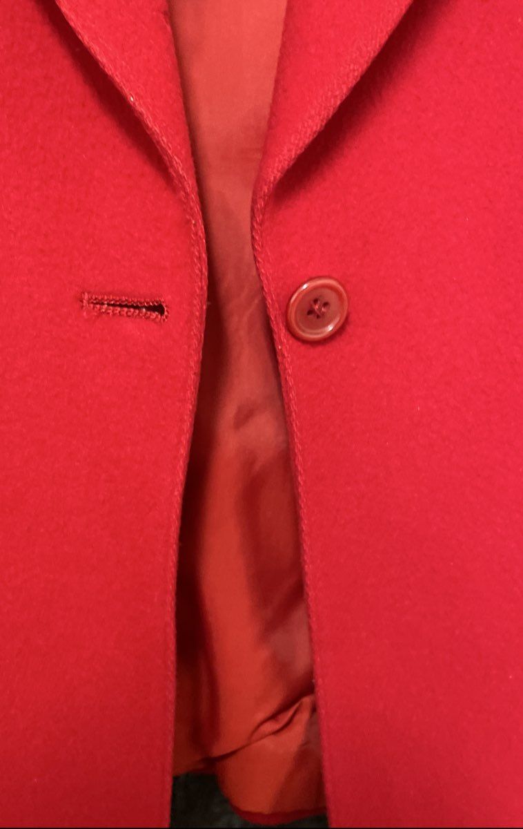 Augustus Women's Red One Button Blazer Suit Jacket Notch Lapel Sz 6