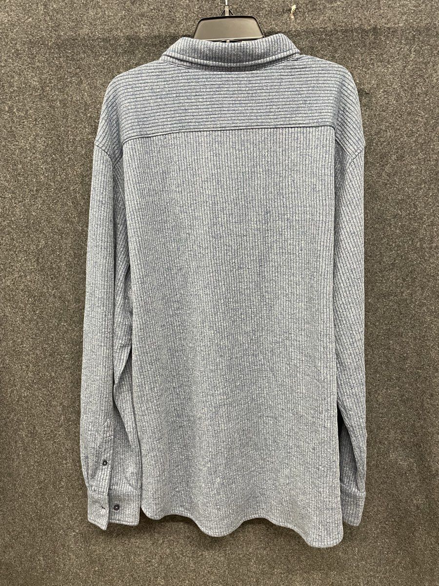 Michael Strahan Men's Blue Ribbed Long Sleeve Button Down Shirt NWT Sz 3X