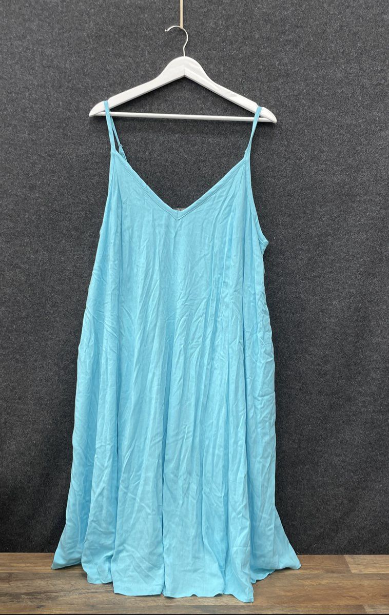 Torrid Women's Blue Radiance Rayon Slub V-Neck Maxi Cami Cover-Up Dress NWT 1X