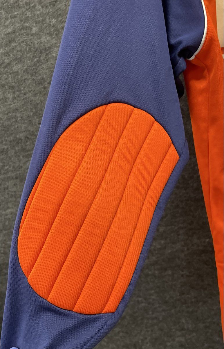 Vintage Y2K Adidas Men's Goalkeeper Jersey Orange Blue Padded Climalite Sz S