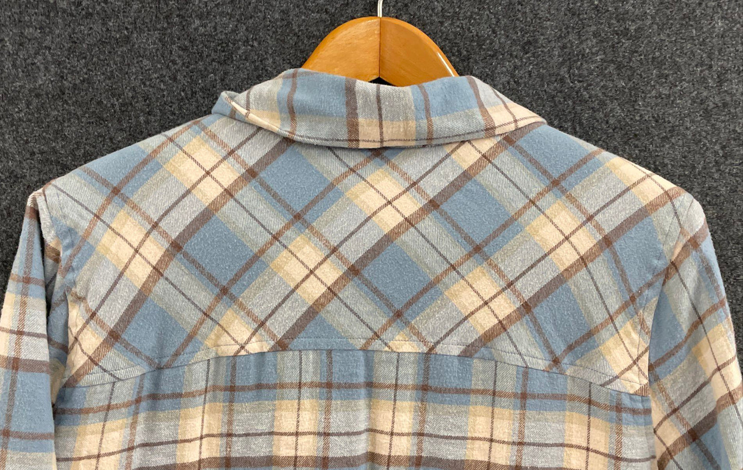 Lucky Brand Women's Blue Plaid Sherpa Lined Hooded Shacket Jacket Sz M