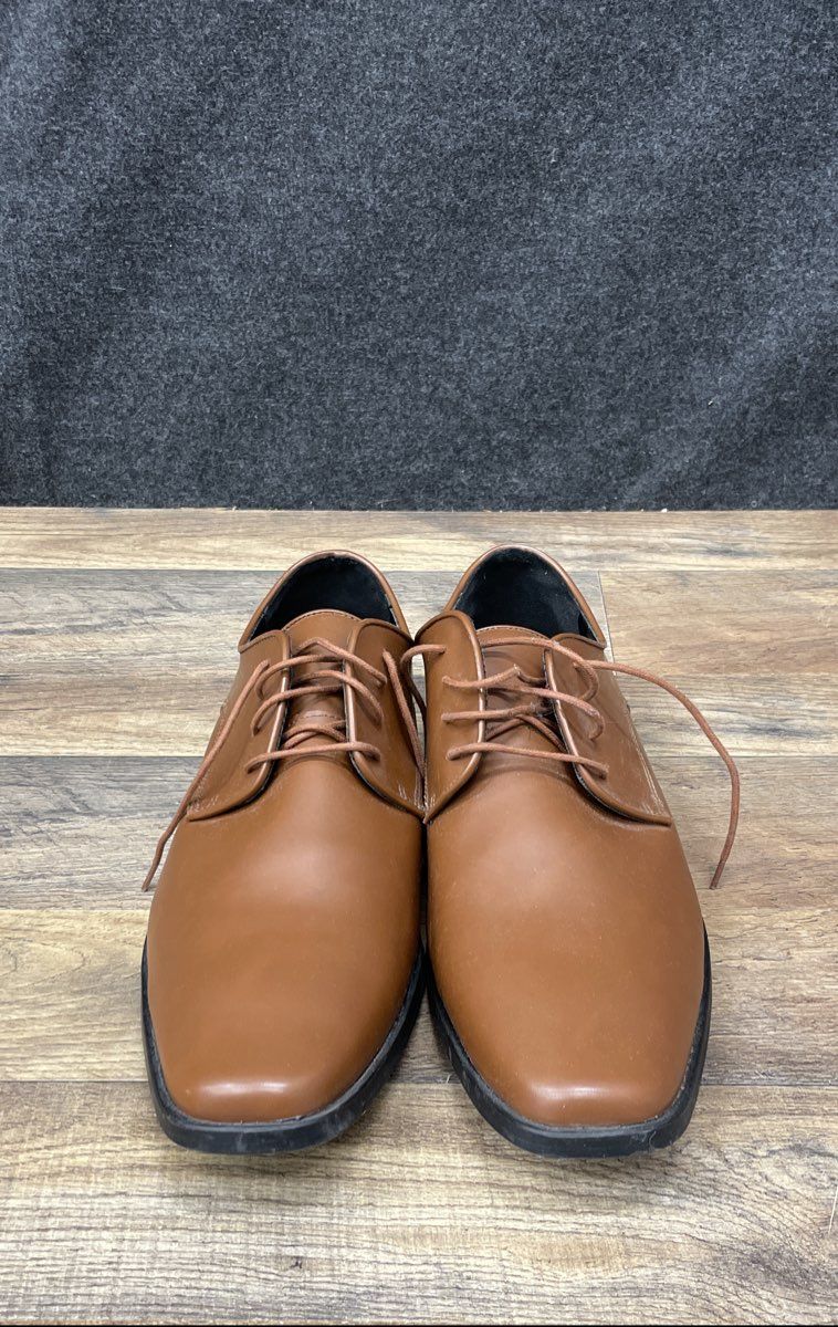 Joseph Abboud Brown Faux Leather Square Toe Derby Dress Shoes Men's Size 14M