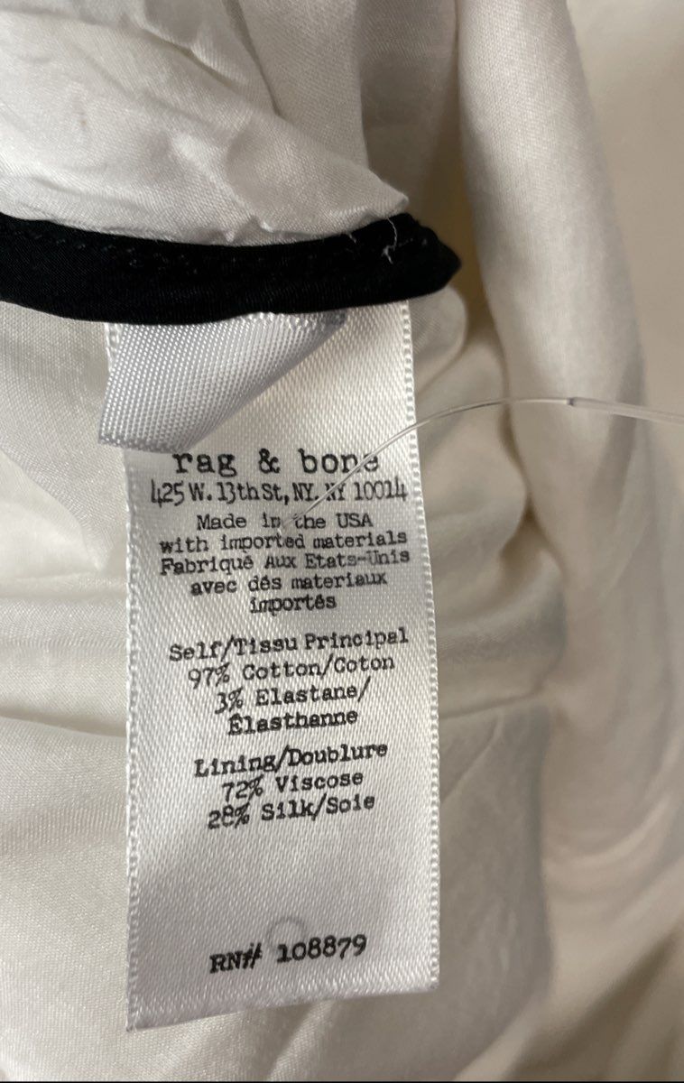 Rag & Bone Women's White Black Contrast Side Panel Sleeveless Dress Sz 2
