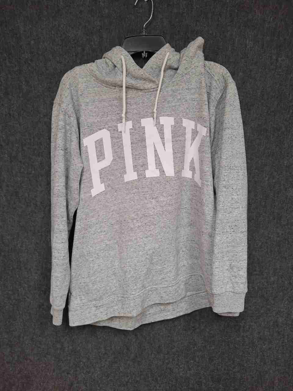 Victoria's Secret PINK Women's Gray Logo Pullover Hoodie Sweatshirt Sz L
