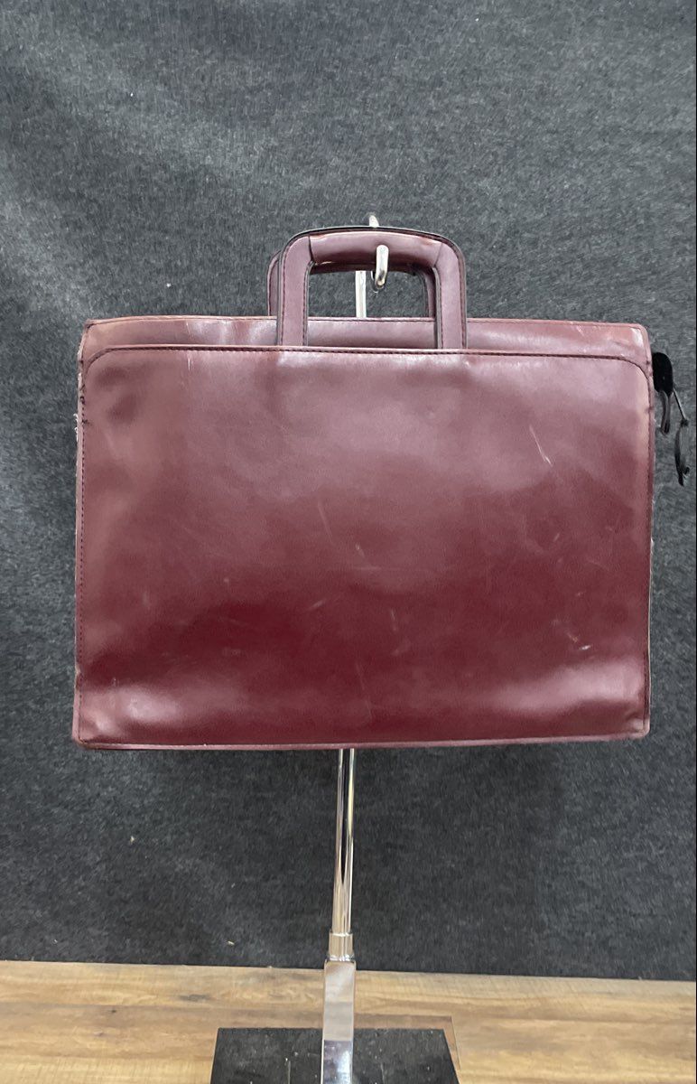 Vintage Style Mauve Burgundy Faux Leather Briefcase Laptop Case Bag 19in