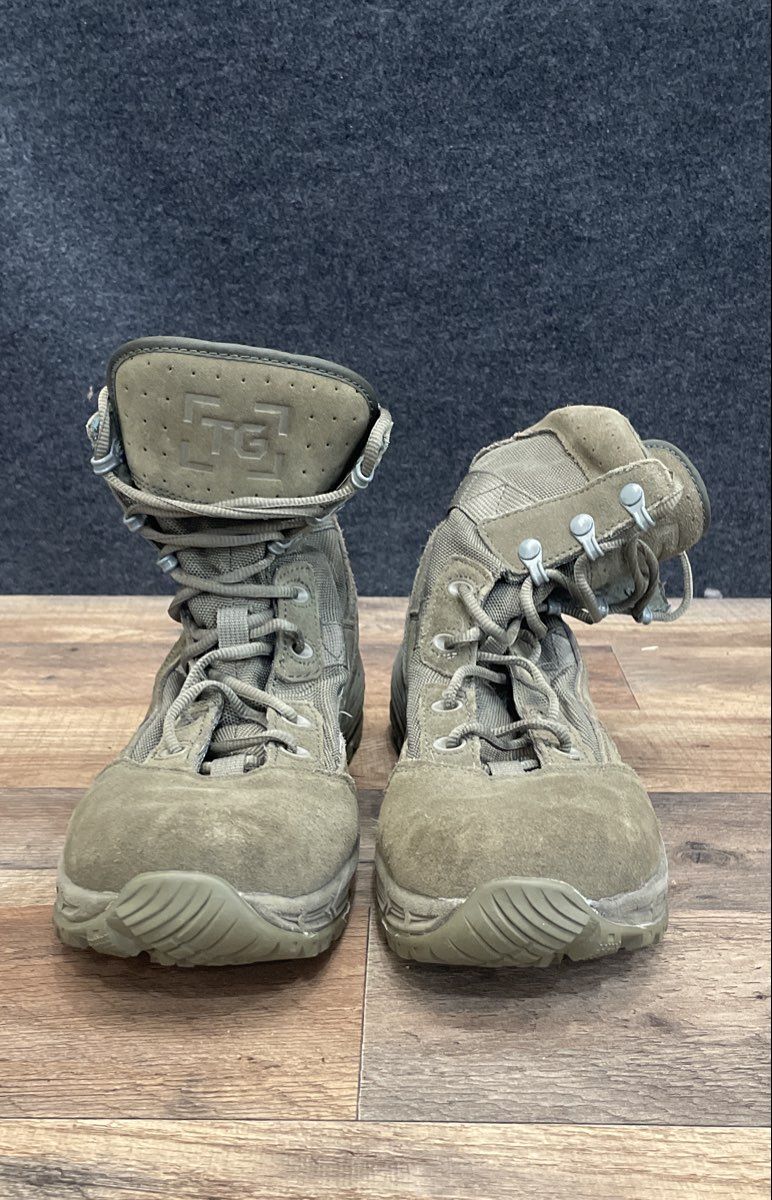 TacticalGear.com Sage Green 8" Suede Nylon Tactical Duty Boots Size 7.5W
