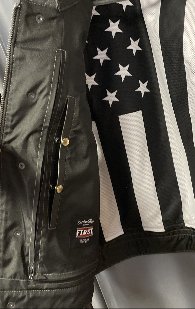 First MFG Co. Men's Black Leather Custom Shop Handmade Motorcycle Vest Sz XL