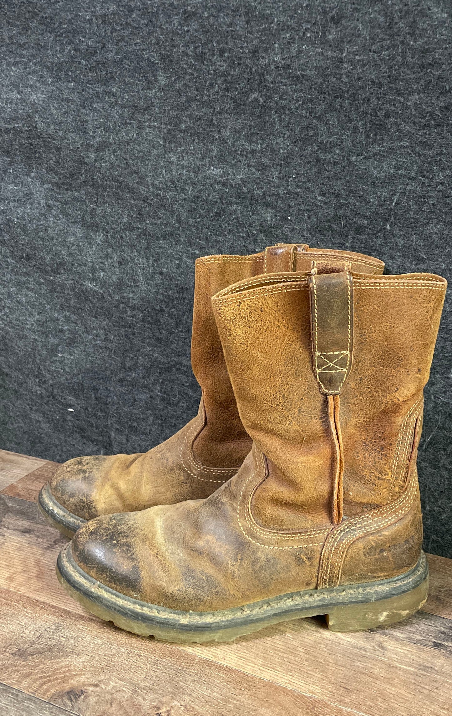 Ariat Groundbreaker Distressed Brown Pull-On Western Work Boots Size 8.5D
