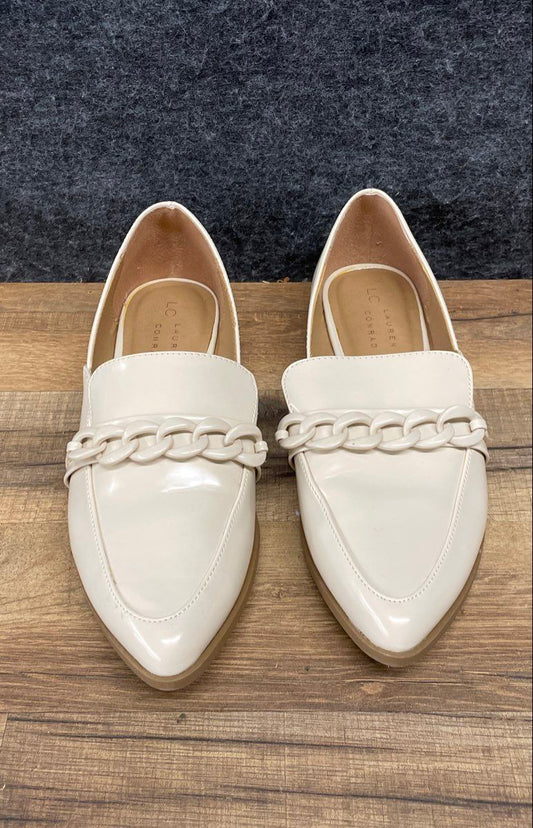 LC Lauren Conrad Demi Bone Pointed Toe Chain Link Loafers Women's Size 8.5