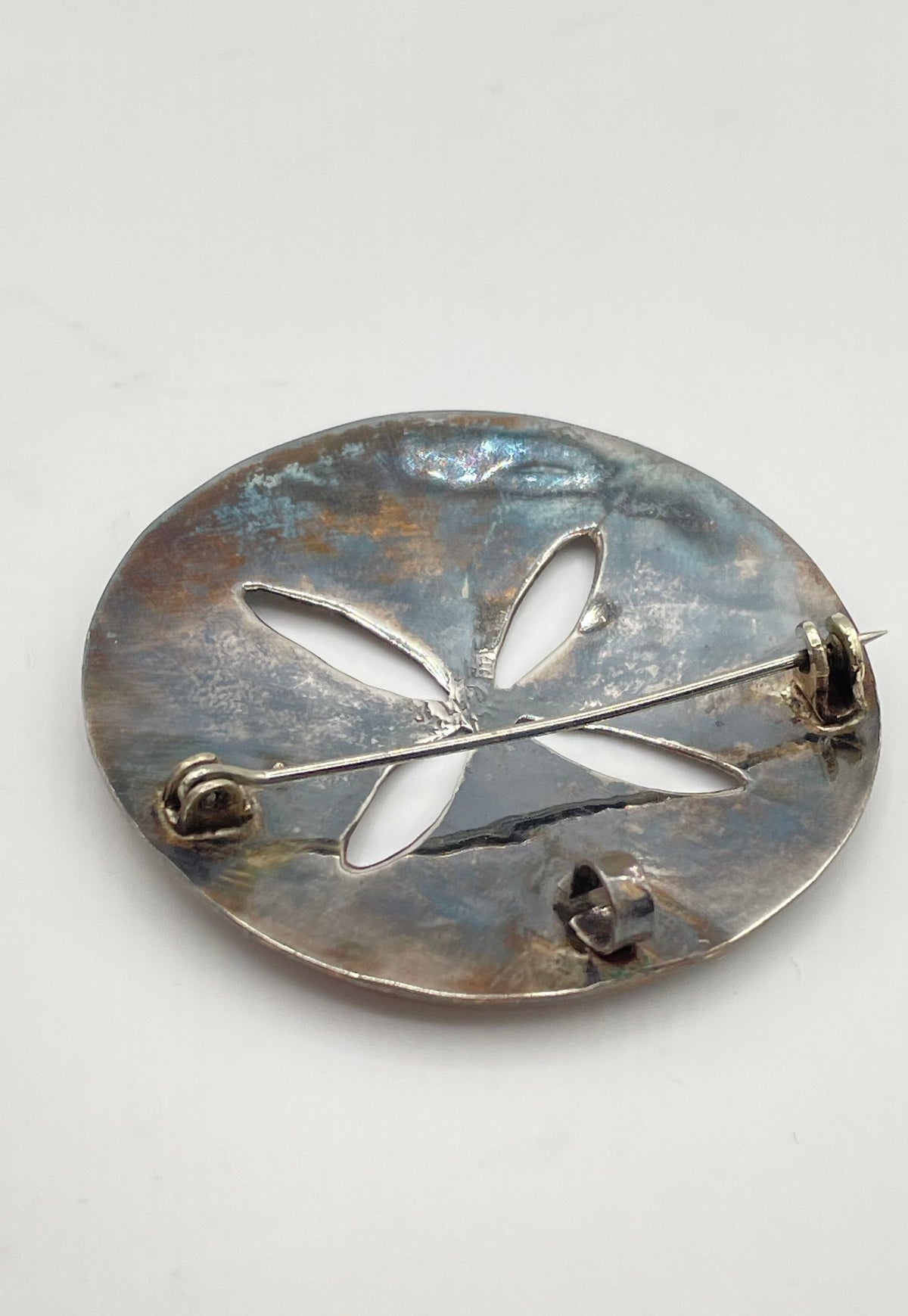 925 Sterling Silver Abalone Taxco Mexico Pendant Brooch W/ Mixed Metal Back 7.5g