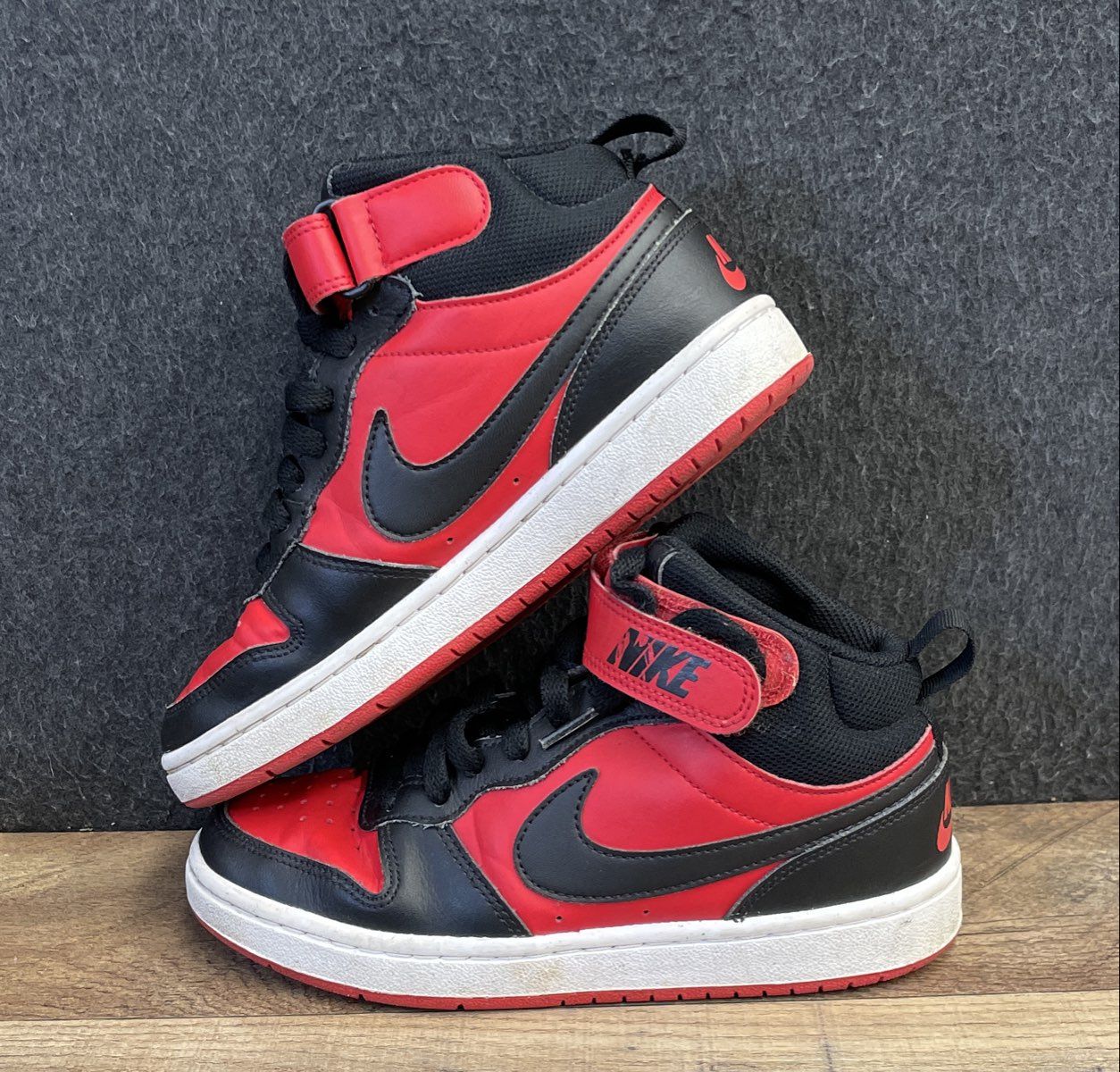 Nike Court Borough Mid 2 GS University Red Black Youth Basketball Shoes Size 4Y