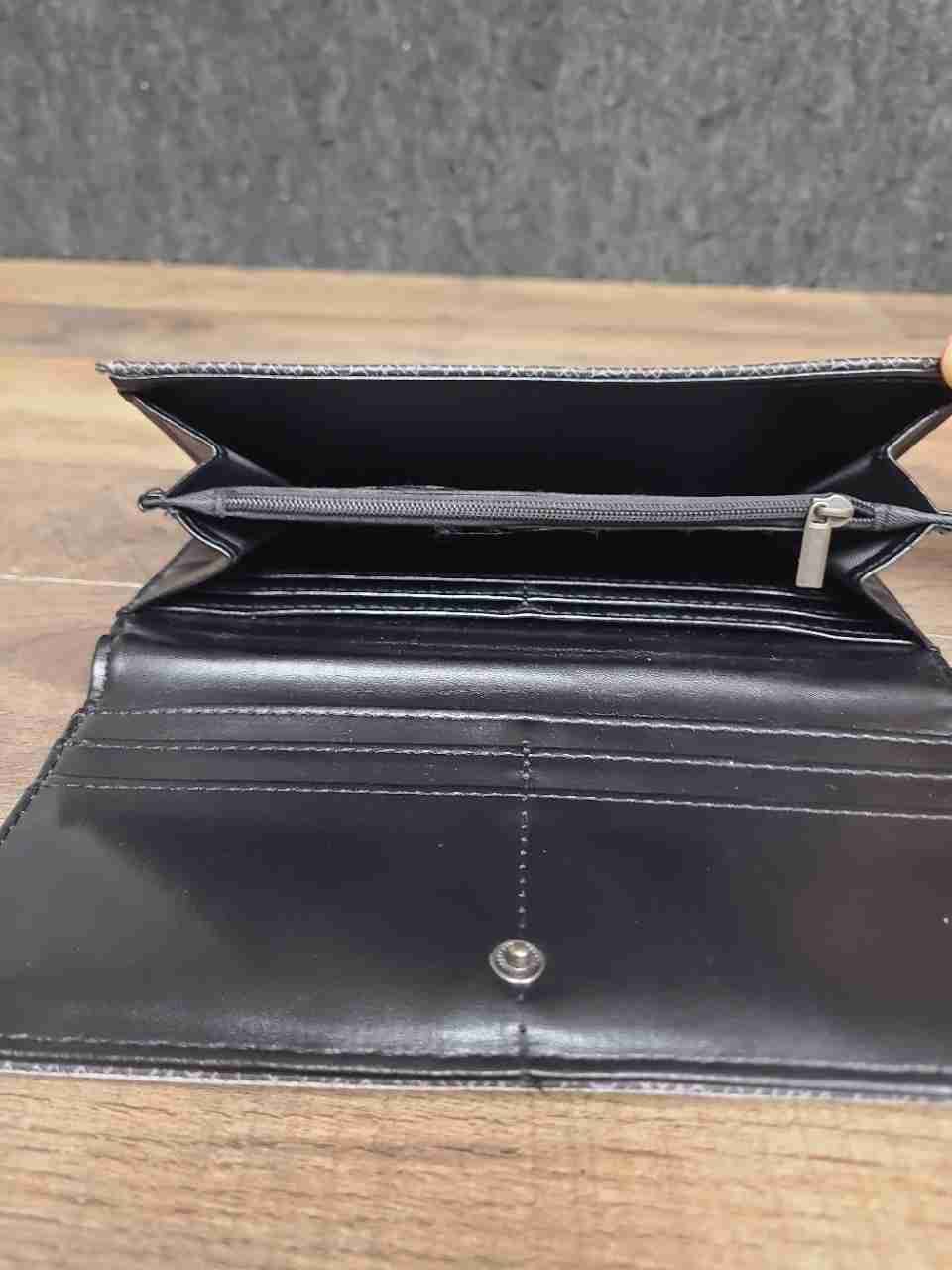 Ed Hardy Grey Vintage Y2K Tiger Rhinestone Trifold Long Wallet Clutch