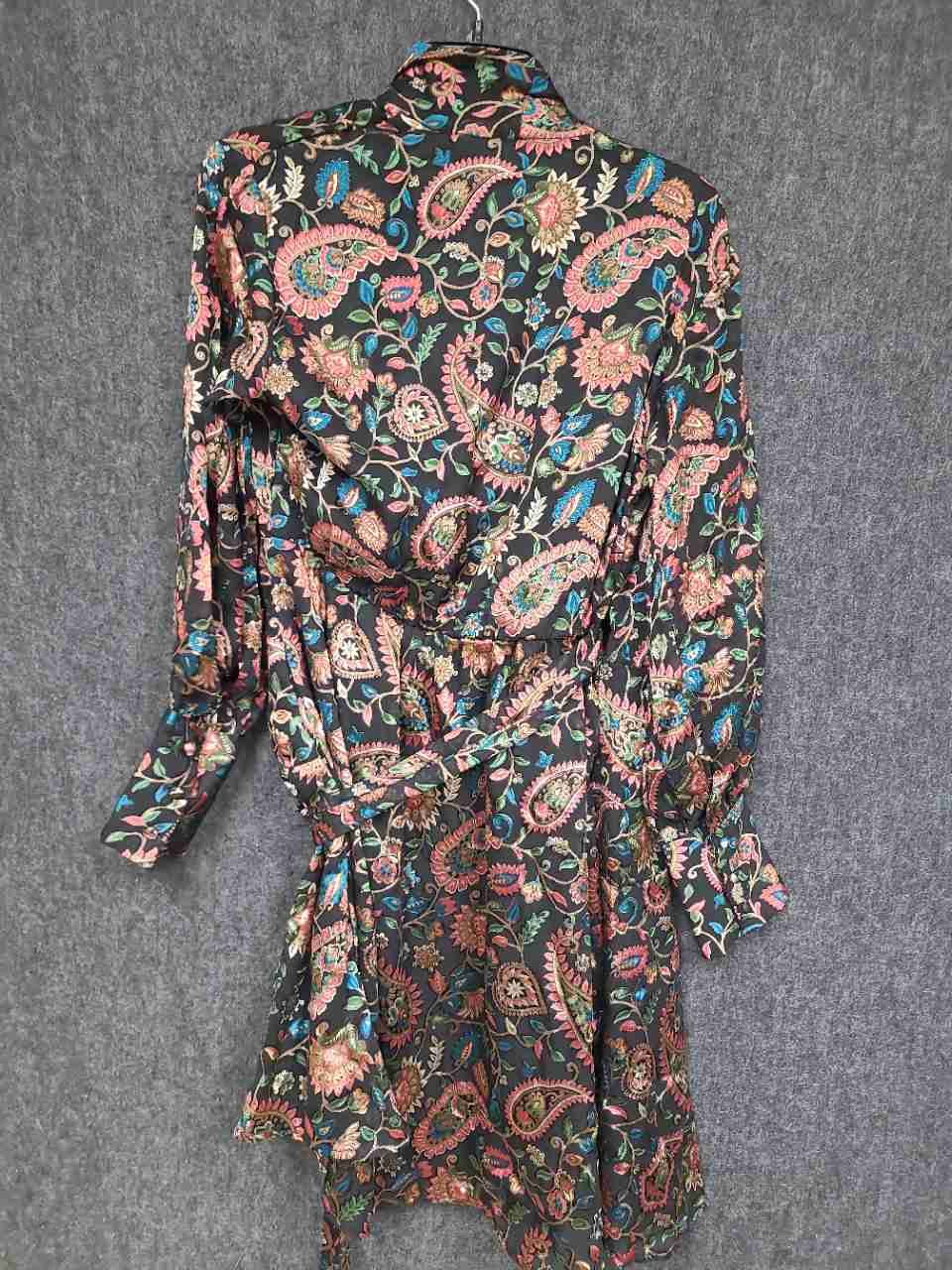 New York & Company Women's Paisley Wrap Dress Black Multicolor NWT Sz S